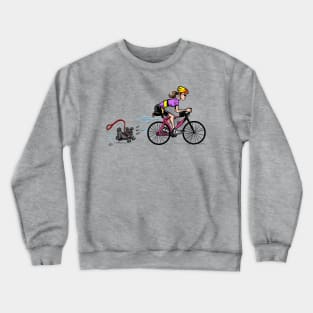 Doggy Chasing Bicycle Lady Crewneck Sweatshirt